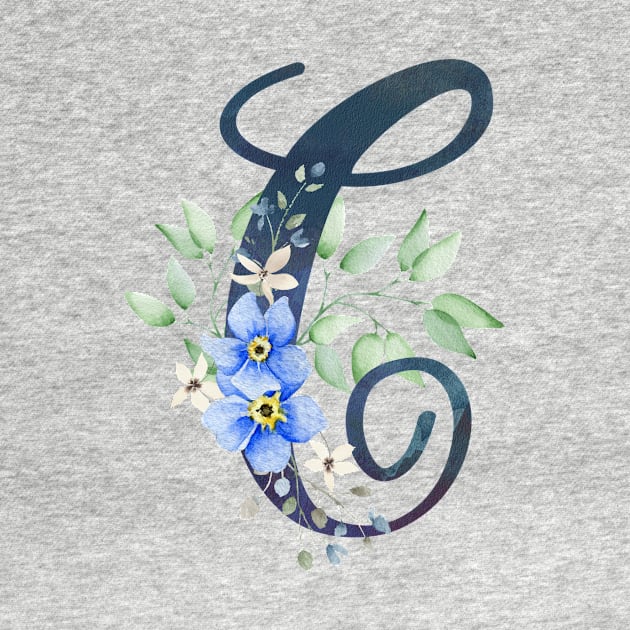 Floral Monogram C Wild Blue Flowers by floralmonogram